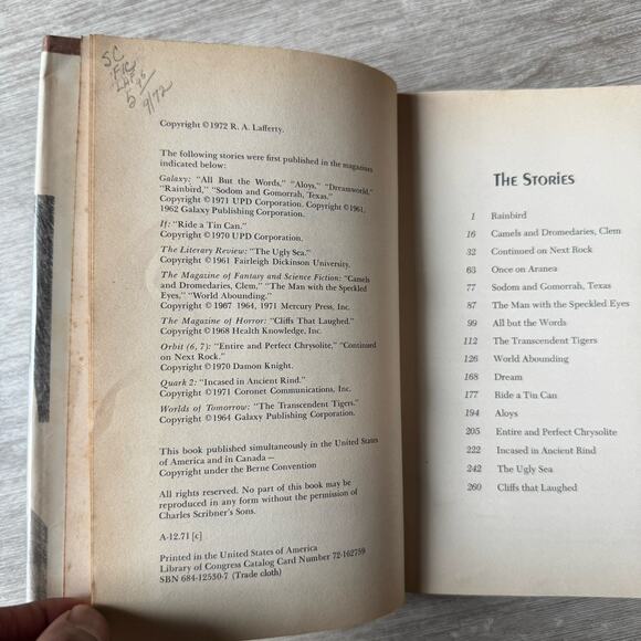 Strange Doings R.A. Lafferty HC First Edition Scribner's 1972 Sci Fi Book Rare - Picture 6 of 7